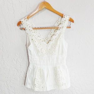 Floreat {Anthropologie} Eyelet Peplum Tank